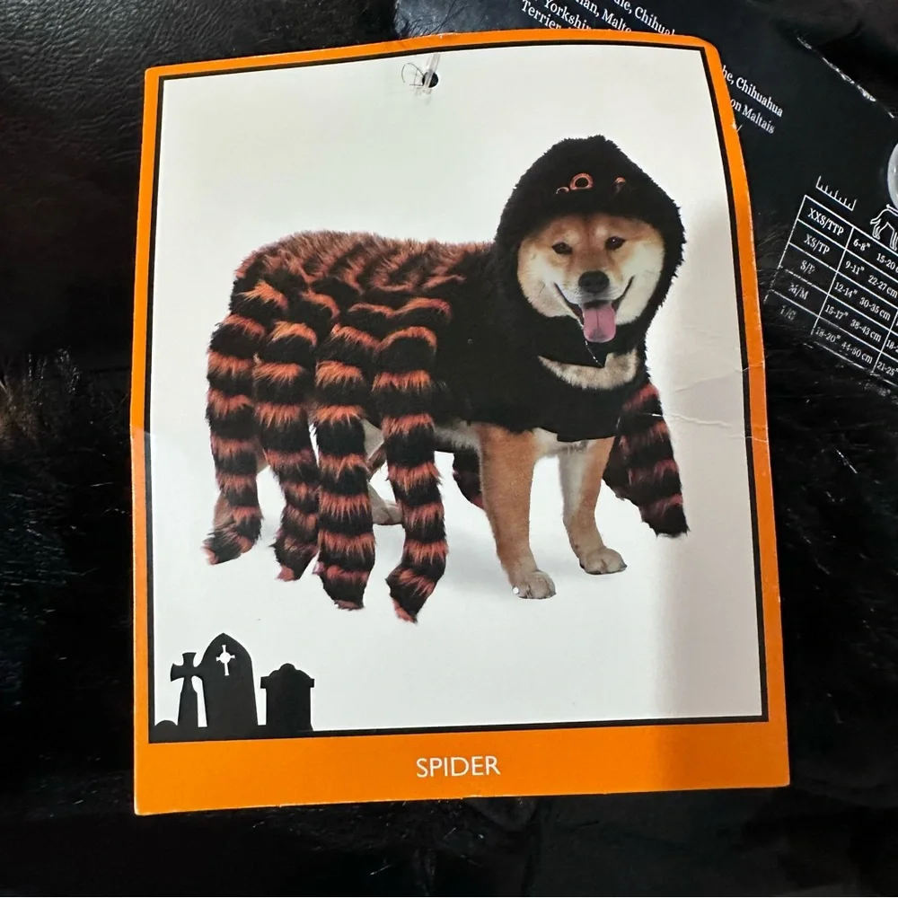 Skull & Bones Dog Spider‎ Costume – XXL – Black & Orange Furry Halloween Outfit